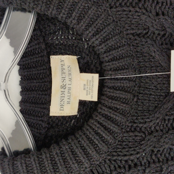 Ralph Lauren black cableknit sweater cotton crewneck sweater black sweat… - Picture 3 of 8